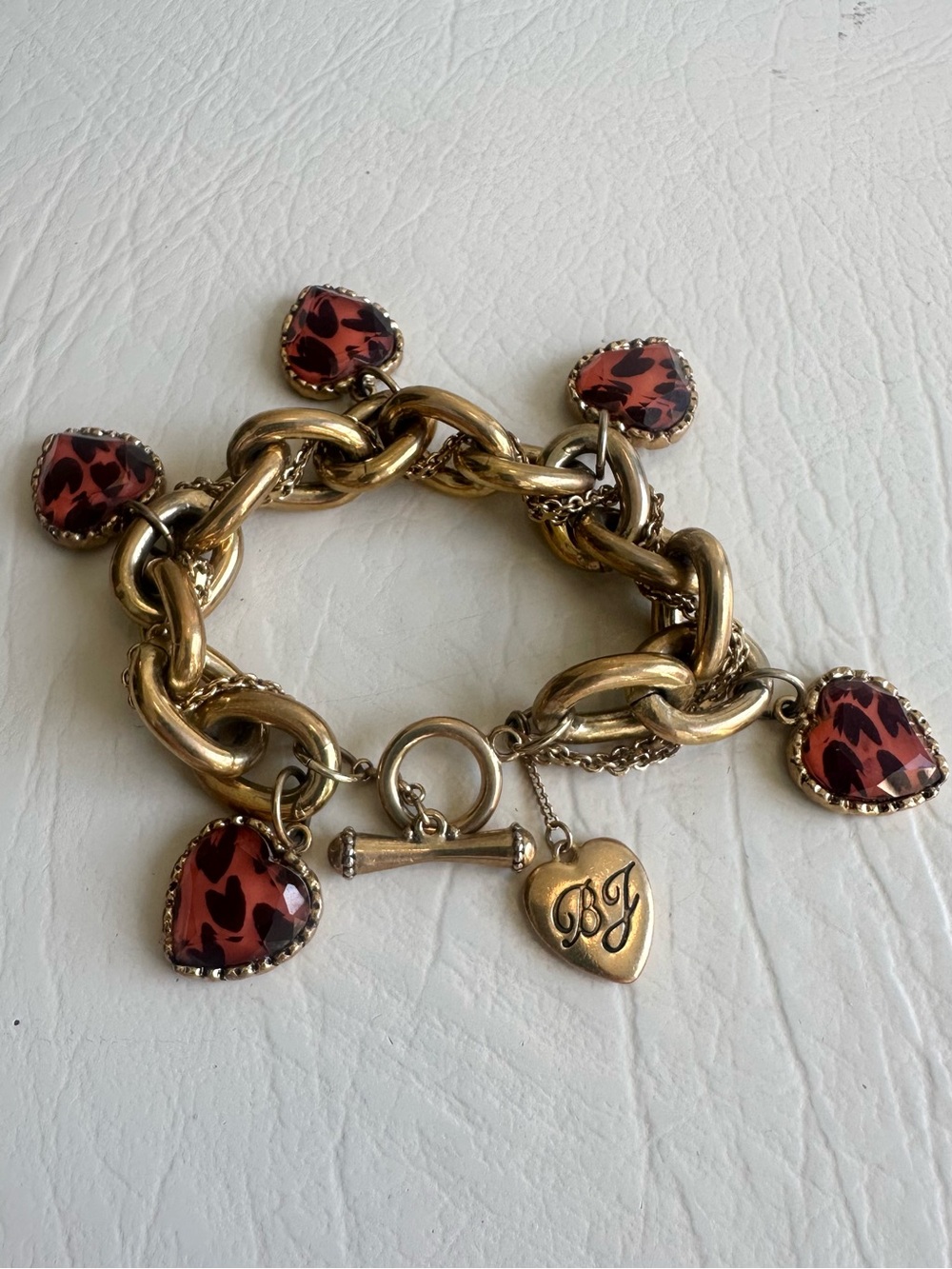 Betsey Johnson leopard print charm bracelet